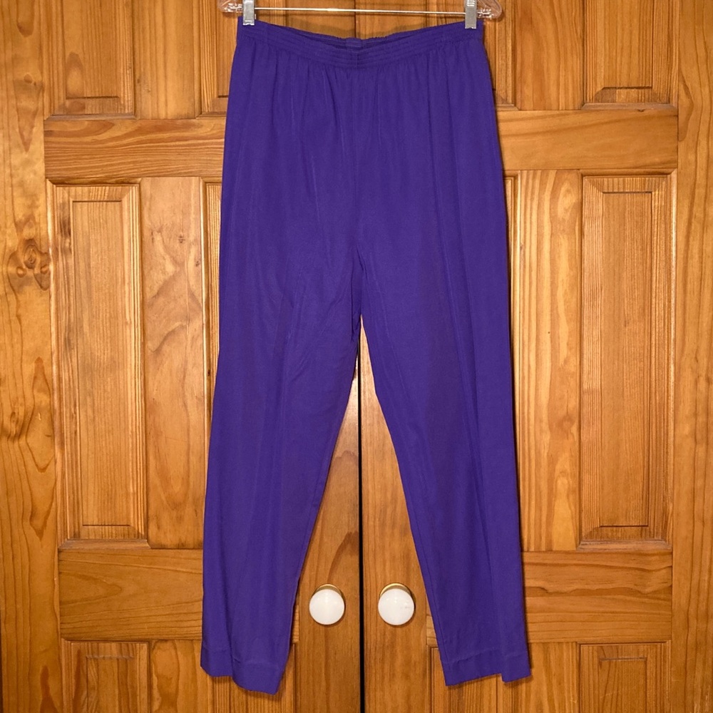 NWOT Alfred Dunner Vintage 90s Pull On Pants Elastic Waist Purple Size 14